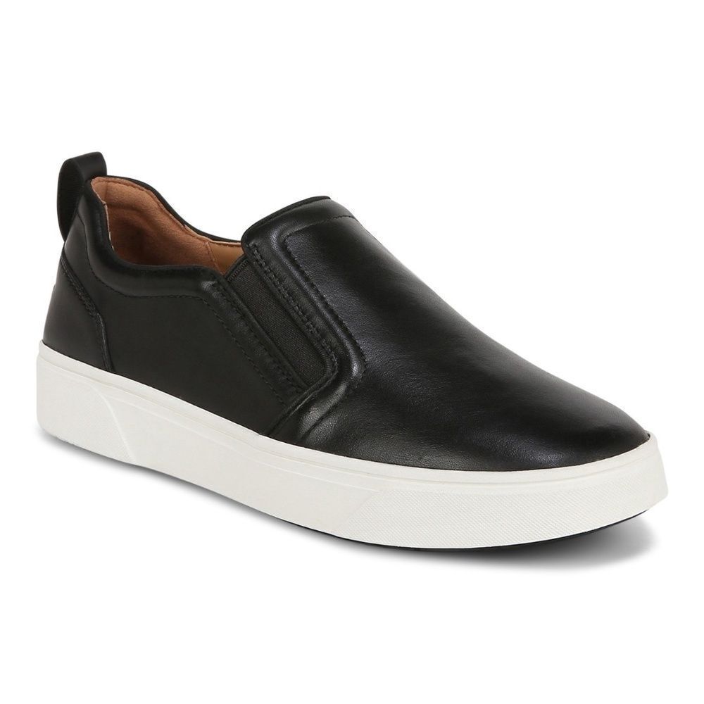 Vionic Kimmie‎ Like New Black Leather Arch Supporting Slip On Loafers Sz …